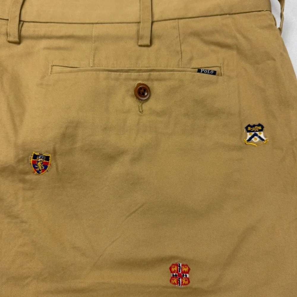 Polo Ralph Lauren Shorts Mens 38 Tan Embroidered Crest Stretch Classic Fit Chino